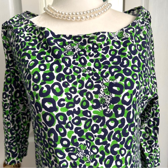 Lilly Pulitzer “Thrill of the Chase” Leopard Print,green,white,navy 3/4 … - Picture 1 of 7